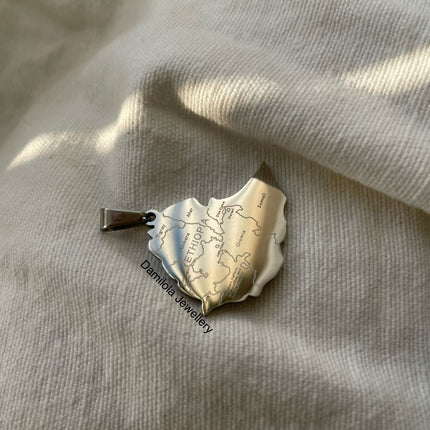 Ethiopia Engraved Map Necklace