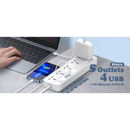 LDNIO SC5614 Universal Power Strip 2500W 5 AC Outlets 6 USB ports 2M Power Cord Extension Socket