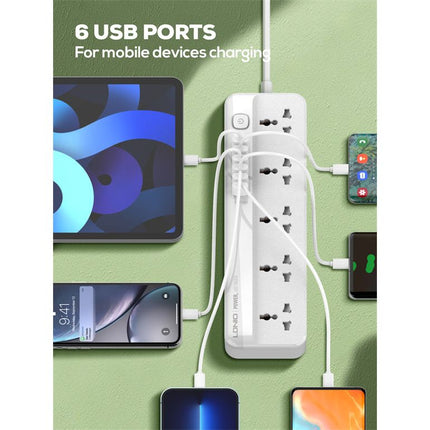 LDNIO SC5614 Universal Power Strip 2500W 5 AC Outlets 6 USB ports 2M Power Cord Extension Socket