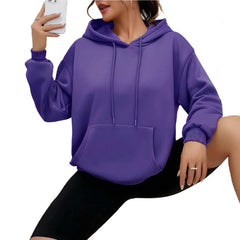 All-matching Loose Drawstring Pocket Sweatshirt Long Sleeve Women