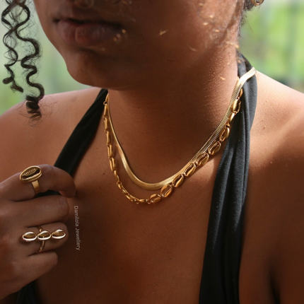 Cowrie Shell Necklace - Gold Steel