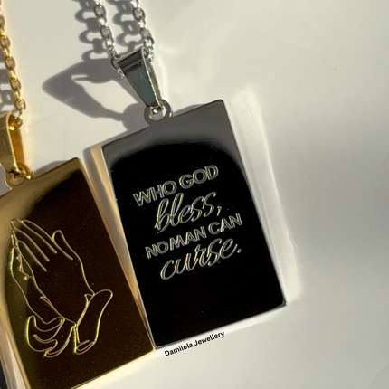 ‘Who God Bless, No Man Can Curse’ Necklace - Gold/Silver - Double Sided