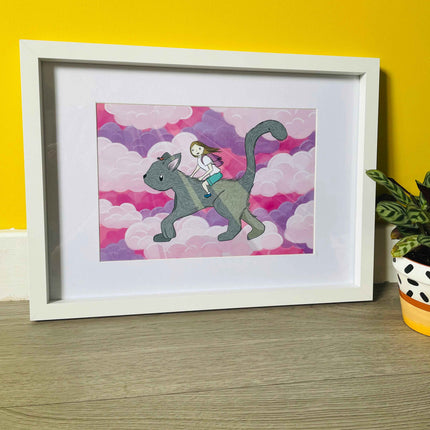 ‘Riding into dreams’ Cat Art Print