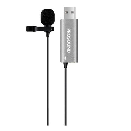 ProSound Lavalier USB-A Microphone Omnidirectional Electret Condenser with 3.5mm Audio Socket