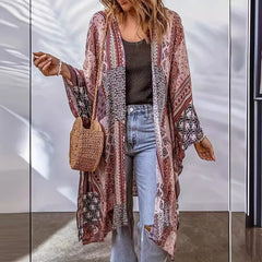 Bohemian Cardigan Aztec Printed Bat Cloak