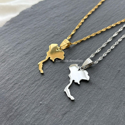 Thailand Map Necklace - Gold/Silver