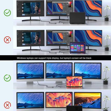 USB C Docking Station 13-in-1 Hub with Ethernet 4K USB C to 2 HDMI DP USB 3.0