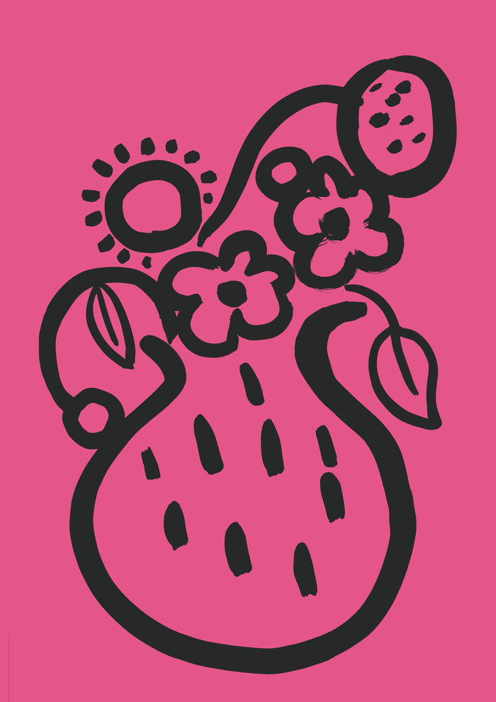 Vase print -  Fuchsia  + Black