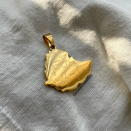 Ethiopia Engraved Map Necklace