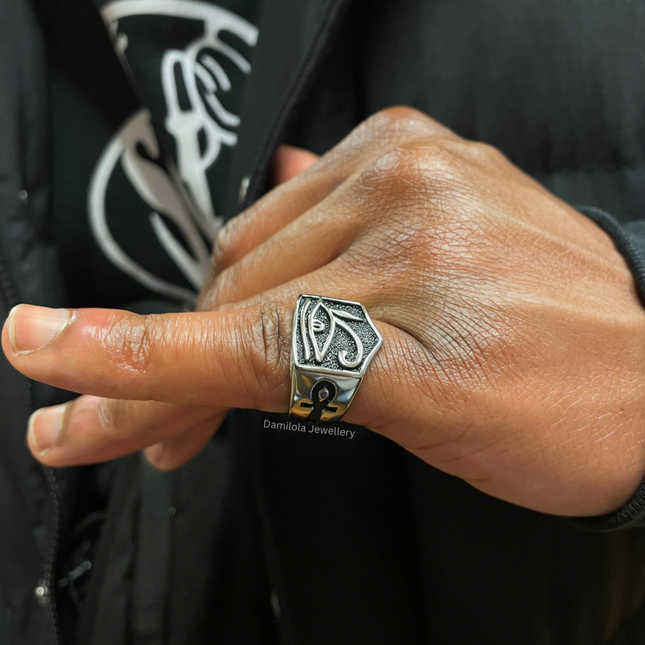 Eye Of Ra Ankh Ring - Silver