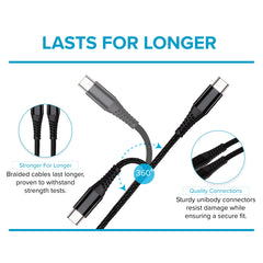 Maplin USB-C to USB-C 60W PD Braided Cable - Black