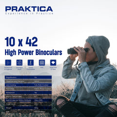 PRAKTICA Pioneer R 10x42mm Binoculars - Brown