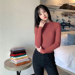 Autumn And Winter New Half Turtleneck Slim Fit Long Sleeve Inner Wear Knitwear For Women