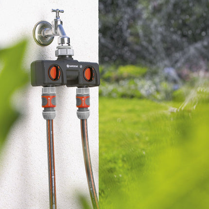 Gardena (38193 Two-Way Garden Hose Splitter with Flow Control Valves and Quick Connect Fittings. Connect 2 waterHoses to 1 Tap with Easy Connector
