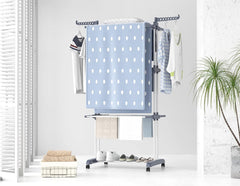 Airer Clothes Drying Rack,4-Tier Foldable Clothes Hanger Adjustable Large Stainless Steel Garment Laundry Racks for Indoor Outdoor