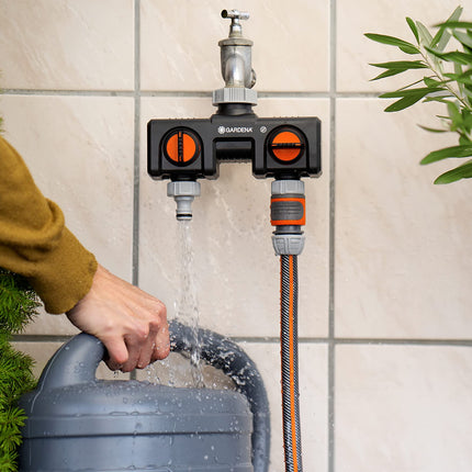 Gardena (38193 Two-Way Garden Hose Splitter with Flow Control Valves and Quick Connect Fittings. Connect 2 waterHoses to 1 Tap with Easy Connector