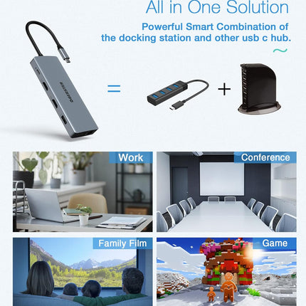 USB-C Docking Station 12-in-1 for Win/Mac with Triple Display Multi-Functional