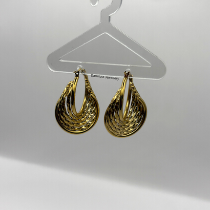 Luxe Gold ‘Idia’ Textured Swirl Hoops