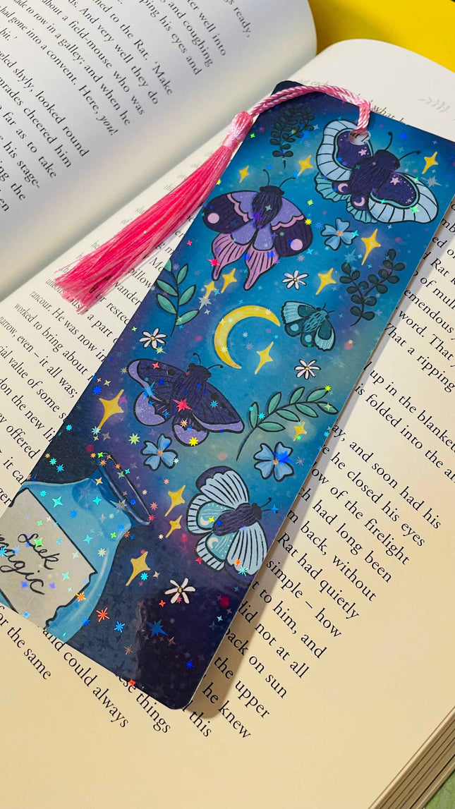 Witchy Moths Holographic Bookmark