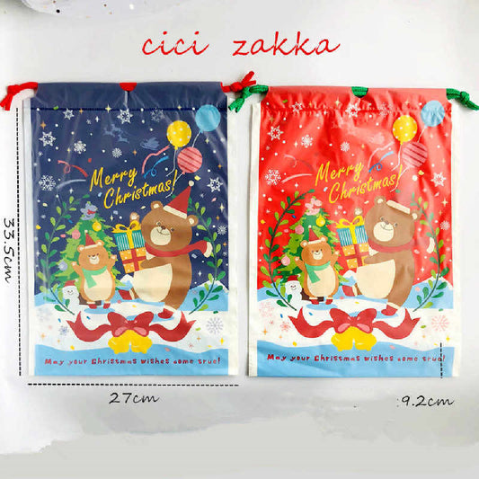 Japanese Style Christmas Drawstring Bear Bag