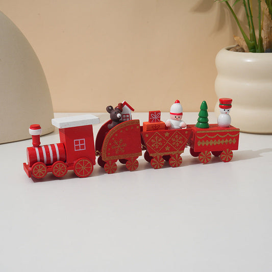 Christmas Decorations Wooden Train Children's Gifts Christmas Small Gifts Window Decoration