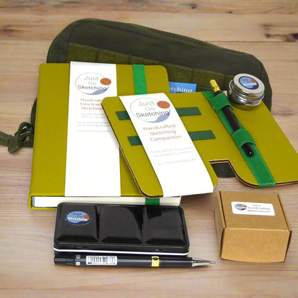 *A5 JustGoSketching Kit – 40 Pages + Companion Board + 12 Handcrafted Watercolours (Half Pans)