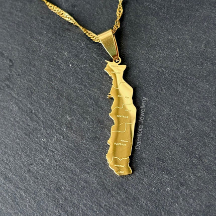 Togo Engraved Map Necklace - Gold