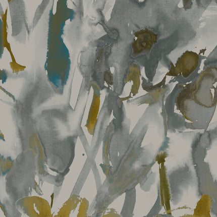 Watercolour Floral Wallpaper - Grey + Ochre
