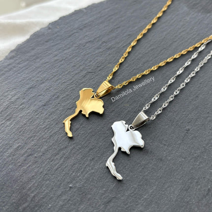 Thailand Map Necklace - Gold/Silver