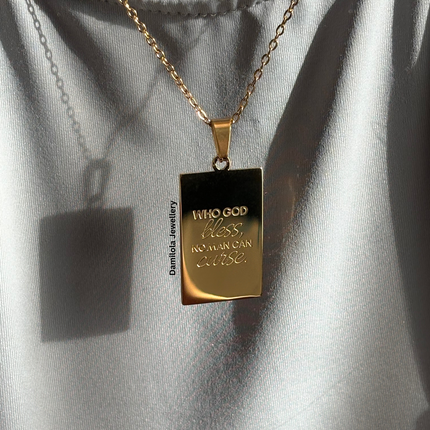 ‘Who God Bless, No Man Can Curse’ Necklace - Gold/Silver - Double Sided