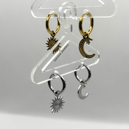 Moon Sun Small Huggies Hoop Earrings - Gold/Silver