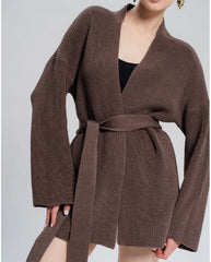 Cashmere Belt Knitted Cardigan Jacket