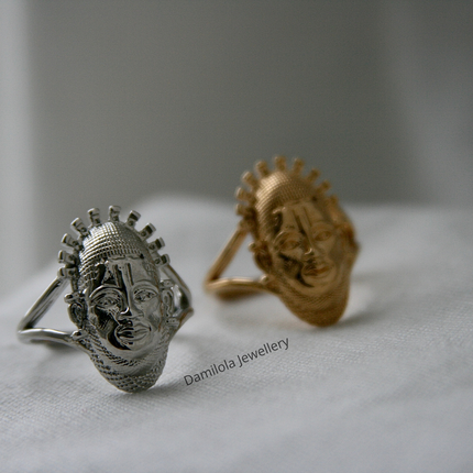 The Benin Mask Ring - Silver/Gold
