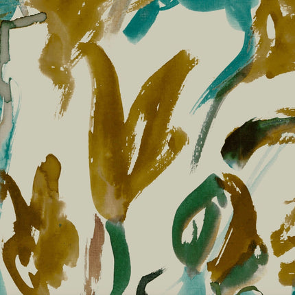 Watercolour Floral Wallpaper - Teal + Ochre