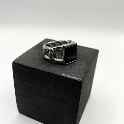 Cuban Link Onyx Ring