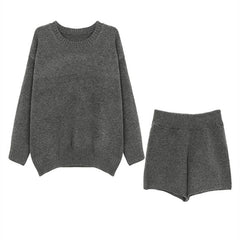 Knitting Suit Loose High Waist Shorts Short Skirt Two-piece Set