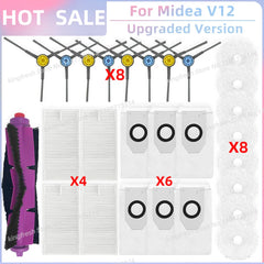 Fit for 미디어 Midea V12 / Eureka J12 Ultra Replacement Parts Accessories Main Roller Side Brush Hepa Filter Mop Cloth Dust Bag