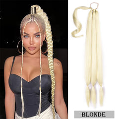 26"34Inch Braided Ponytail Extension Yaki Synthetic Long Ponytail With Hair Tie Diy Braided Ponytail High Temperature Fiber