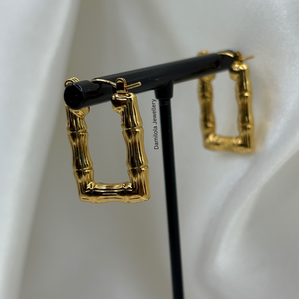 Gold ‘Brooklyn’ Bamboo Rectangle Hoops