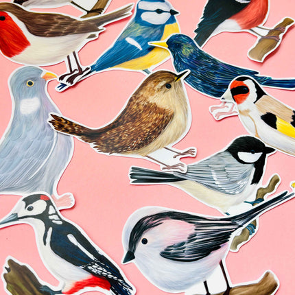 Garden Birds 10cm Vinyl Stickers: Nature Inspired Waterproof Decals