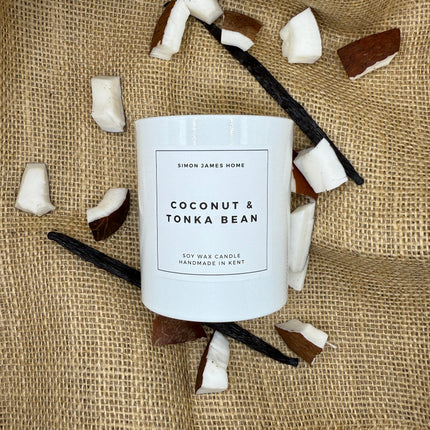 Coconut & Tonka Bean Handmade Soy Wax Candle - Luxurious Coconut Candle