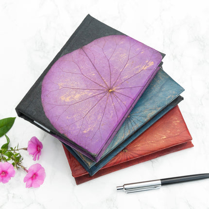 A6 Vegan Leather Lotus Leaf Notebook