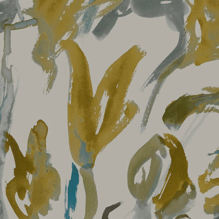 Watercolour Floral Wallpaper - Grey + Ochre