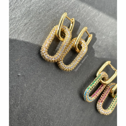 ‘Cleopatra’ 2 in 1 Minimalist Cubic Zirconia Dangly Earrings