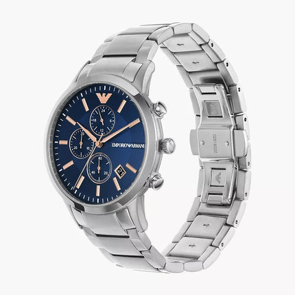 Emporio Armani Men's AR11458 Rose Gold-Tone Stainless Steel and Blue Leather Watch
