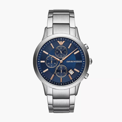 Emporio Armani Men's AR11458 Rose Gold-Tone Stainless Steel and Blue Leather Watch
