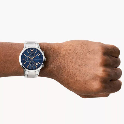 Emporio Armani Men's AR11458 Rose Gold-Tone Stainless Steel and Blue Leather Watch