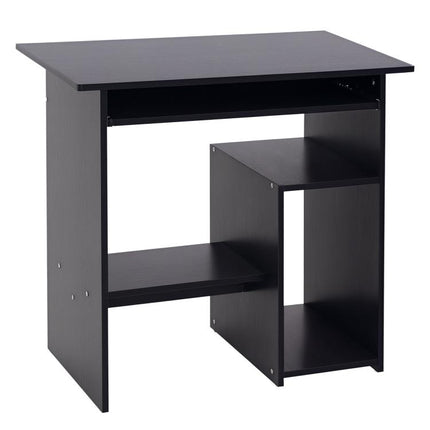 Compact Small Computer Table Wooden Desk Keyboard Tray Storage Shelf Corner (BLACK)