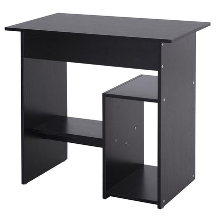 Compact Small Computer Table Wooden Desk Keyboard Tray Storage Shelf Corner (BLACK)
