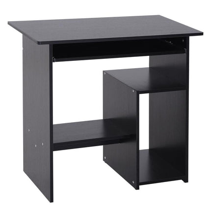 Compact Small Computer Table Wooden Desk Keyboard Tray Storage Shelf Corner (BLACK)
